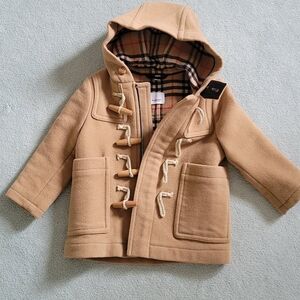 Burberry Tan Hooded Toggle Coat for Kids